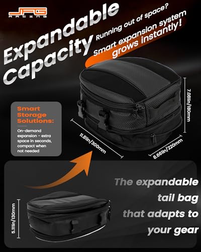 JFG RACING Motorcycle Tail Bag,12L Dual Use Seat Helmet Bag Backpack Universal for Motorcycle Motorbike Street Dirt Bike Accessories