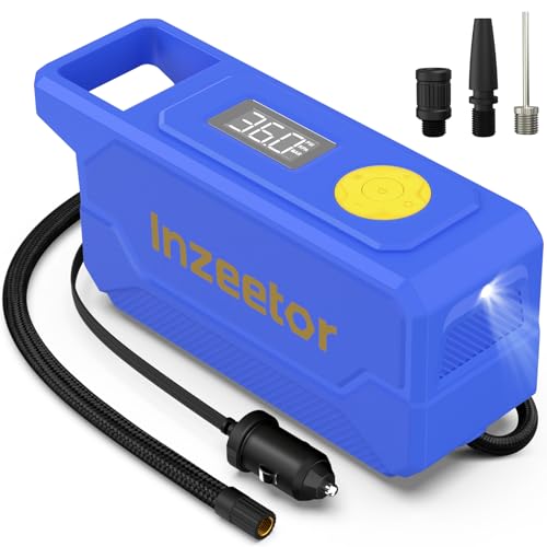 150 PSI Tire Inflator Portable Air Compressor, 12V DC Auto Shutoff Air Pump with Digital Pressure Gauge and Emergency LED Light for Car Tires, Bicycle & Balloons, Blue - color: Blue