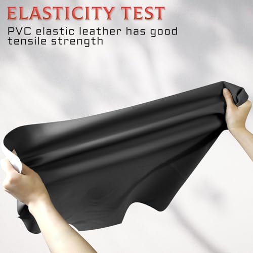 Motorcycle Seat Cover Elastic Leather Replaced Skin Universal DIY Seat Protector with 100pcs Thumb Tack Black (39.4’’ x 27.6 ’’)