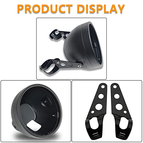 7inch Motorcycle Headlight Housing Bucket with Side Mounting Bracket 32-40MM Fork Tube Holder Clamps for Motorcycle(housing only,not include LED) - size: 32