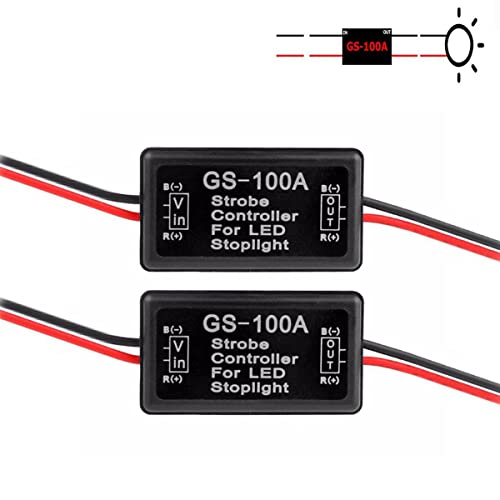 iBrightstar 9-30V Flashing Strobe Blinking Controller Flasher Module for LED Brake Tail Stop Light High Mount/3rd Brake Lights - 2Pack