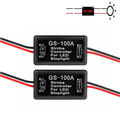 iBrightstar 9-30V Flashing Strobe Blinking Controller Flasher Module for LED Brake Tail Stop Light High Mount/3rd Brake Lights - 2Pack