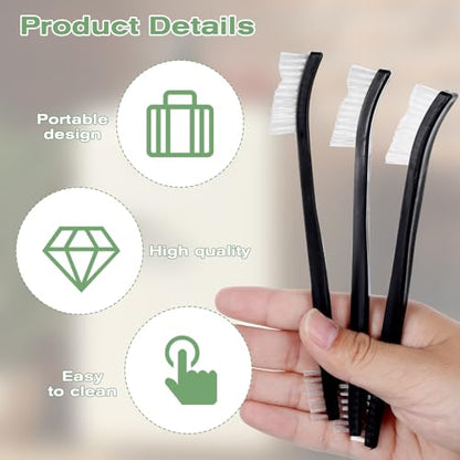 4 Pcs Small Cleaning Brushes, Nylon Bristles Small Detailing Crevice Brush, Mini Stiff Bristles Brushes for Detailed Cleaning of Jewelry, Cars, Kitchen, Spaces - color: Black