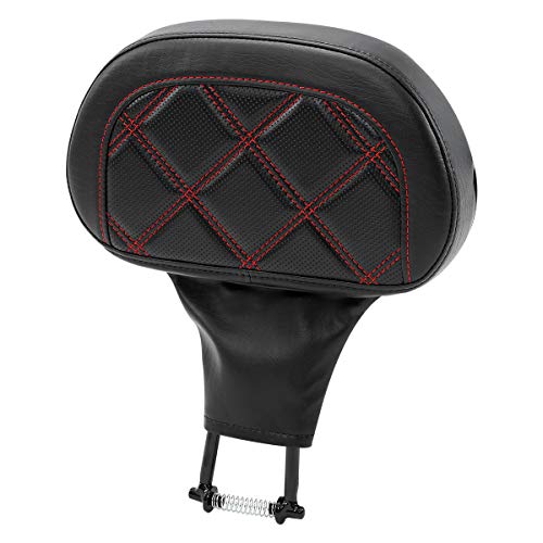 C.C. RIDER Rider Backrest Pad, Rider Sissy Bar fit for Harley 2009-later Touring Road King Street Glide Road Glide CVO Custom Bikes - color: Rider Backrest Black Red