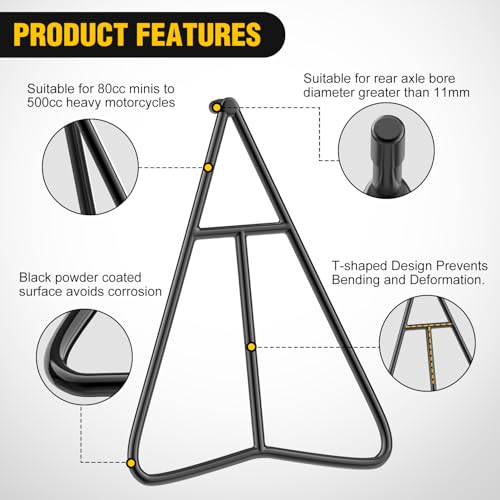 Nilight Dirt Bike Triangle Stand T-shaped Central Support Motorcycle Rear Wheel Paddock Stand for 80-500cc Supermoto Motocross Enduro Pit Bike - color: T-shaped Dirt Bike Triangle Stand