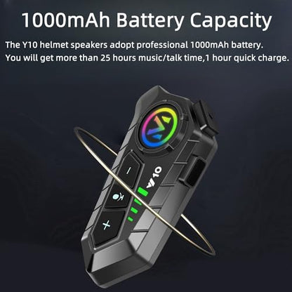 Motorcycle Helmet Bluetooth Headset Speakers with HiFi Sound,Noise Cancellation,1000mAh Battery,25 Hours Use,Boom Mircrophone,Easy to Install Use with Golves,IPX6 Waterproof,Voice Assistant