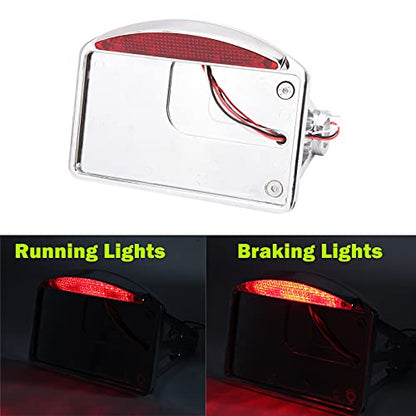 Chrome Motorcycle Mount LED License Plate Tail Light Bracket Tail lights Compatible with Harely Honda Bobber Chopper - color: Chrome#1