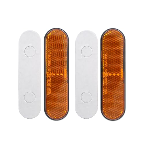 Self-Adhesive Oval Reflectors – High-Visibility Reflector for Motorcycles, Cars, Trucks, Trailers (Amber, 2-Pack) - color: 03.Amber –Adhesive | 3.85x1.04x0.35 inch, style: Oval