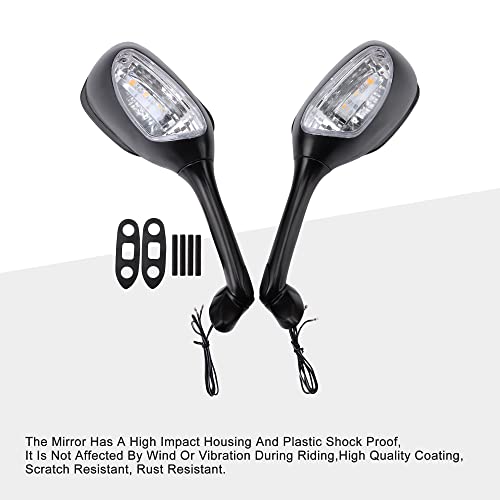 GOOFIT Side Mirror Turn Signal Rearview Replacement for Suzuki GSXR 600 750 1000 06-08 Motorcycle Rearview Rear Mirror w/LED Light