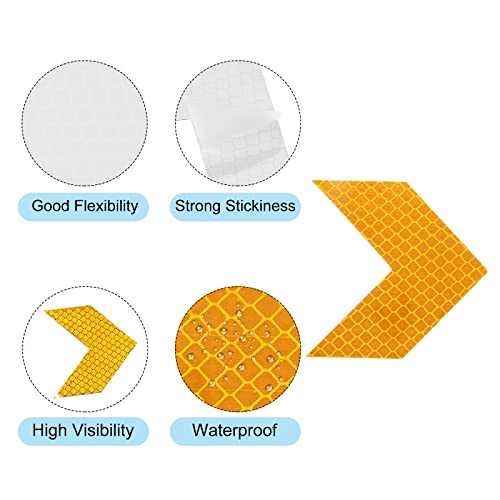 PATIKIL Reflective Stickers, 20 Pack 2.36 x 2.36 Inch Waterproof Adhesive High Visibility Night Caution Warning Arrow Shape Safety Tape Reflector for Trucks Trailers Cars, Yellow - color: Yellow