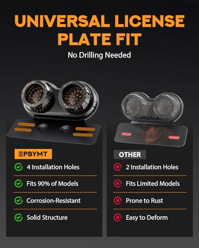 PBYMT Enhanced Motorcycle Tail Light, Break light Running Lights, IP67 Waterproof Turn Signals with License Plate Bracket Compatible with Street Bike Cruiser Chopper Bobber (Smoke, 108 LEDs) - color: Smoke