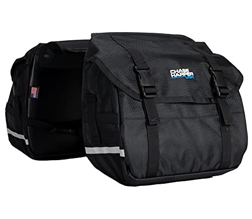 Chase Harper USA 3700 Cruiser Saddlebags - Water-Resistant, Industrial Grade Ballistic Nylon - Anti-Scratch Vinyl on Inward Facing Wall - Universal Fit - color: Black, size: 12"X5"X10.5"