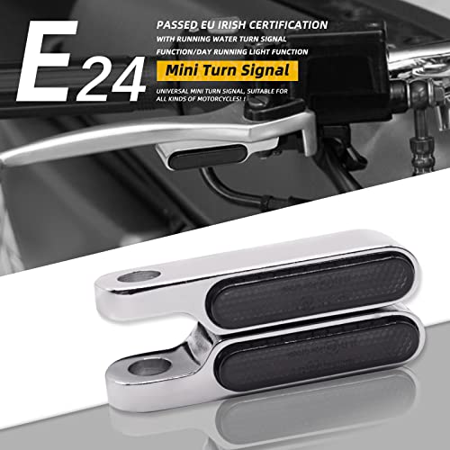 Rich Choices Handlebar LED Turn Signals Mini Motorcycle Blinkers Front Running Light Universal Compatible with Harley Sportster Dyna Honda Shadow Kawasaki Vulcan Yamaha V-Star Road Star - color: Chrome
