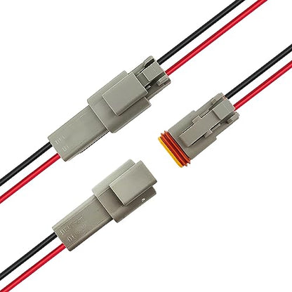14 AWG 2 Pin DT Connector Waterproof Automotive Electrical Connector, Male and Female Way Auto Electrical Wire Connectors Harness for Car Truck Boat Motorcycle Trike Caravan - 3 Pack, Grey - style: 2 Pin-3 Sets