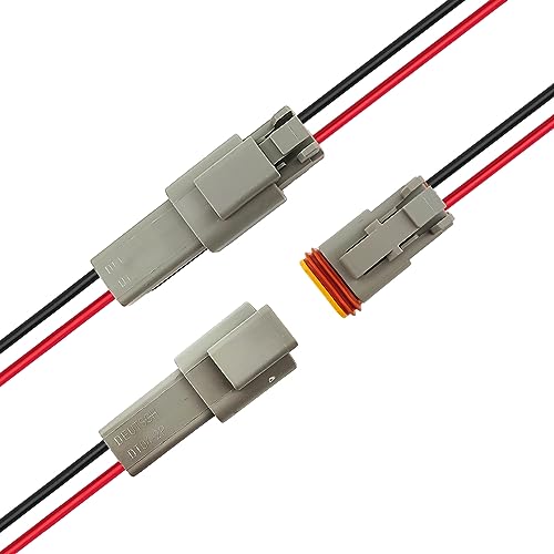 14 AWG 2 Pin DT Connector Waterproof Automotive Electrical Connector, Male and Female Way Auto Electrical Wire Connectors Harness for Car Truck Boat Motorcycle Trike Caravan - 6 Pack - style: 2 Pin-6 Sets