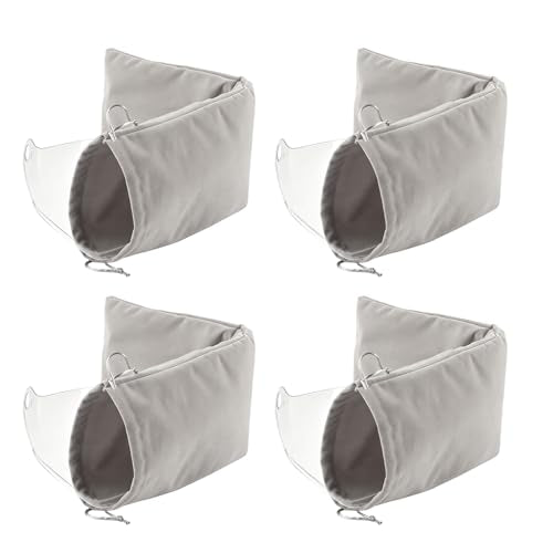 Klmnop 4 Pcs Motorcycle Helmet Visor Bag - Plush Fleece Lining Scratch & Dust Proof Storage Sleeve with Drawstring Closure, Universal Fit Most Helmet Visors(Gray)
