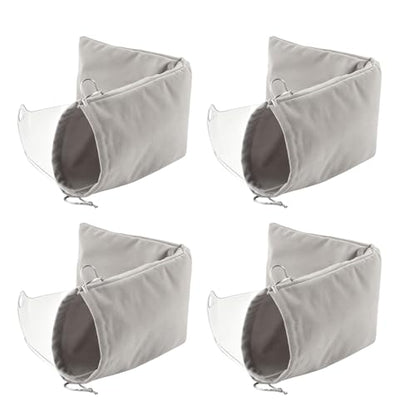 Klmnop 4 Pcs Motorcycle Helmet Visor Bag - Plush Fleece Lining Scratch & Dust Proof Storage Sleeve with Drawstring Closure, Universal Fit Most Helmet Visors(Gray)