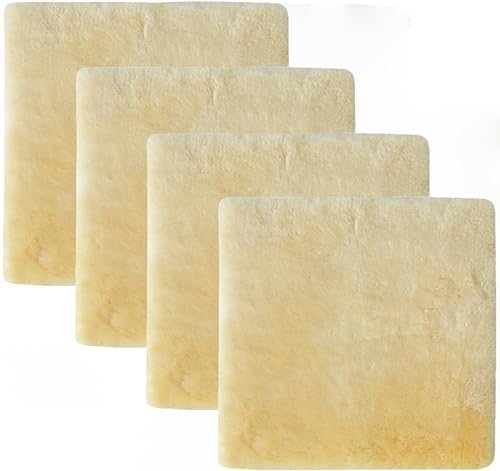 Set of 4, Natural Sheepskin for Bed Sores and Skin Irritation | 100% Real Medical Sheepskins with Non-Slip Back for Pain Relief and Discomfort, Wool Seat Pad, Natural, 17 in. x 17 in. - color: Natural, size: 1'5" x 1'5" (Rectangular)