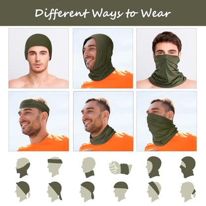 Geyoga 6 Pieces Summer UV Protection Cooling Neck Gaiter Face Clothing Neck Gaiter Mask Scarf Sunscreen Breathable Bandana - color: Khaki