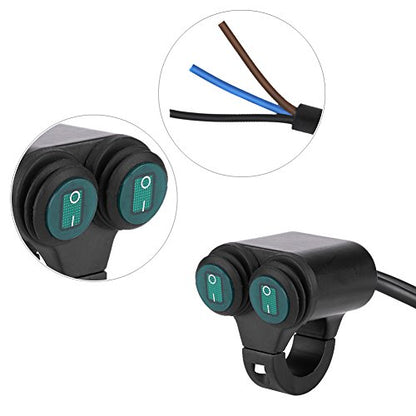 Universal 22mm Motorcycle Handlebar Light Switch,Handlebar Fog Lights Dual Control Button Switch (A) - color: A