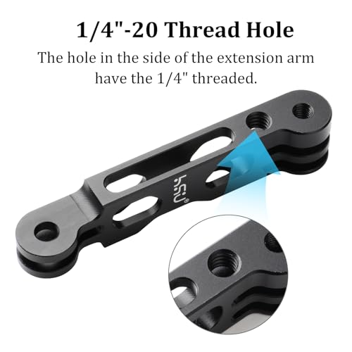 HSU Extension Arm for GoPro, Aluminum Helmet Stick Extension Arm Mount for GoPro Hero 13/12/11/10/9/8/7/6/5 Black, DJI Osmo Action and More (3.3") - color: 3.3" Black