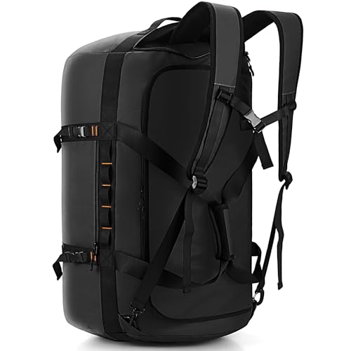 Hulongo 40L/60L/90L Large Waterproof Duffle Bag Backpack for Men, Mens Duffel Backpack Bags for Traveling, Heavy Duty (Black, 60L) - color: Black, size: 60L