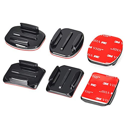 Helmet Adhesive Sticky Mounts Curved Attachment Flat 3M Mount Compatible with GoPro Hero 13 12 11 10 Max 9 8 7 6 5 4 Session DJI Osmo Action Cameras (6 Packs) - color: 6 Packs