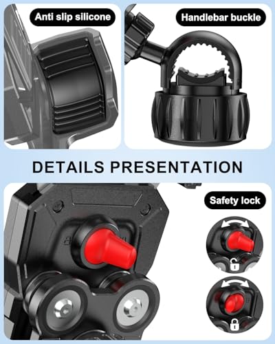 Motorcycle Phone Mount with Vibration Dampener, Bike Phone Holder Handlebar Clamp, 1s Lock Scooter Phone Clip for iPhone 17 16 Pro Max, Galaxy S25 Ultra, 4.7"-7.2" (Knob Base) - color: Knob Base