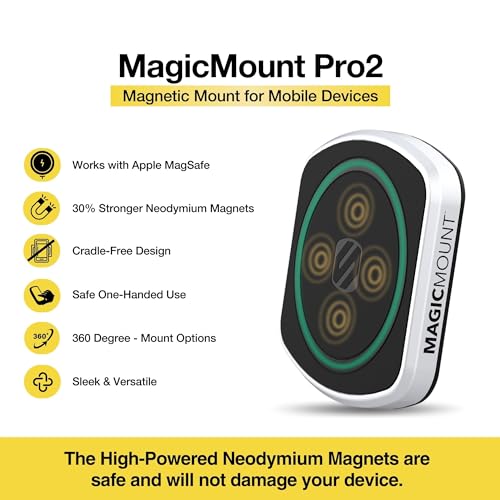Scosche MP2WD-XTSP MagicMount Pro2 Magnetic Car Phone Holder - Ultimate Magnetic Car Mount for Windshield or Dashboard with Suction Cup - Compatible with MagSafe, iPhones, Galaxy, Pixel & Smartphones - style: Window / Dash Suction
