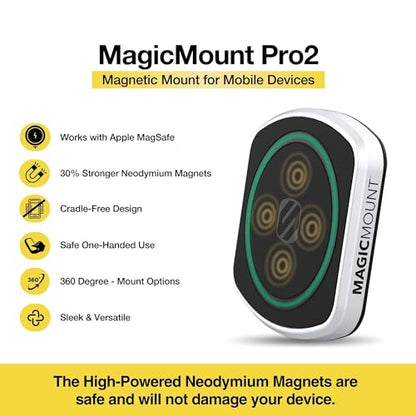 Scosche MP2WD-XTSP MagicMount Pro2 Magnetic Car Phone Holder - Ultimate Magnetic Car Mount for Windshield or Dashboard with Suction Cup - Compatible with MagSafe, iPhones, Galaxy, Pixel & Smartphones - style: Window / Dash Suction