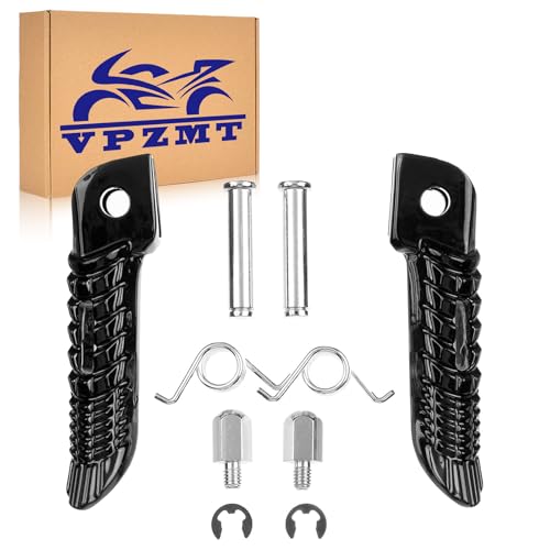 Front Foot Pegs Footrests Pedals for 2001-2022 Suzuki GSXR600 GSXR750 GSXR1000 (Front Pegs -Black) - color: Front-Black
