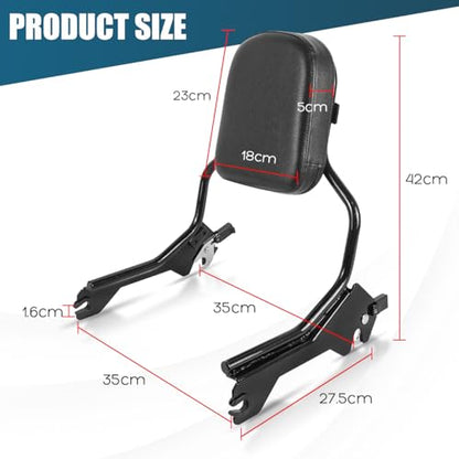 Rear Backrest Sissy Bar Compatible With For Harley Softail Fat Boy FLFB FLFBS Breakout FXBR FXBRS 2018-up Upright Passenger Sissy Bar Backrest With Back Rest Pad - color: Without Luggage Rack