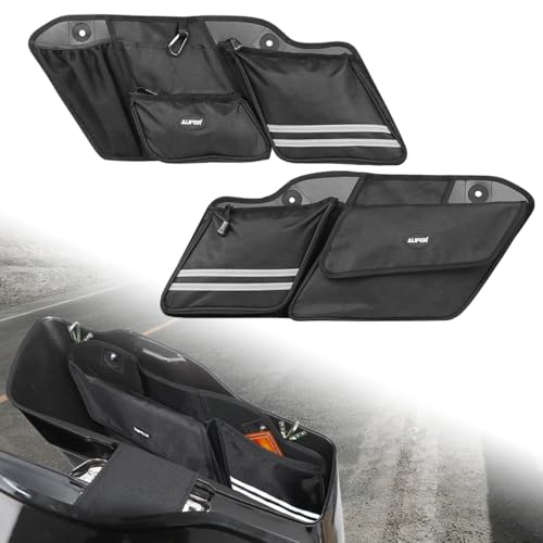 AUFER Left & Right Side Motorcycle Saddlebag Organizers Storage Bags Saddle bag Organizers Bag Compatible With For 1993-2013 Harley Touring Road King Road Glide Electra Glide Street Glide
