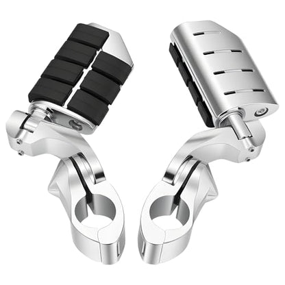 1.25" Motorcycle Highway Footpegs Adjustable Highway Pegs Compatible with Harley Davidson Touring Road King Road Glide Street Glide Electra Glide Sportster with 1 1/4" Highway Bar Chrome