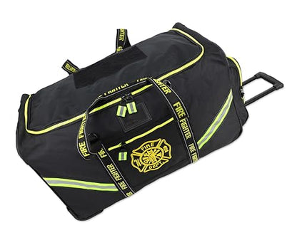 Lightning X Premium Rolling Firefighter Turnout Bunker Gear Bag w/Wheels, Retractable Handle, Fully Molded 3 Colors - color: Black
