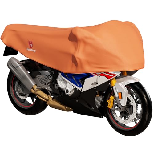 420D Motorcycle Half Cover-Outdoor Waterproof All Weather Protection Lightweight Half Cover, Orange L Size for Most Touring Models Harley Davidson,Honda Goldwing,Road King Street Glide - color: orange, size: L