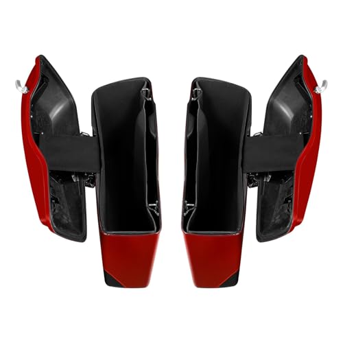 HR3 Billiard Red/Vivid Black Hard Saddlebags Compatible with 2020 Road Glide Limited FLTRK 2021 Ultra Limited FLHTK (Replace for OEM) Fit for 2014-2023 Harley Touring Models - color: Billiard Red / Vivid Black