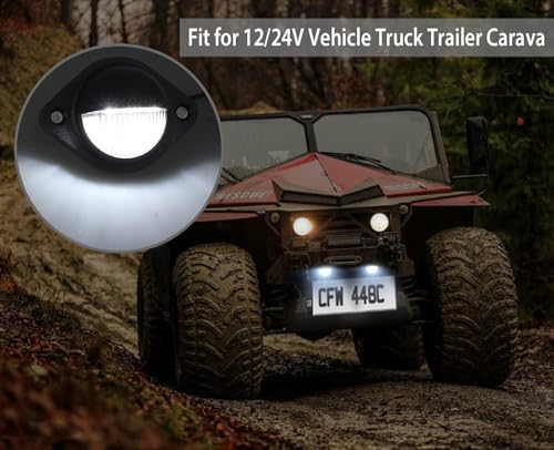 Justech 2 PCS 3LEDs License Plate Light, 12V 24V Waterproof Number Plate Lights, Universal Tag Lights for License Plates Tag Lamps Assembly for Trucks, SUV, Trailers, Van, RV, Boats - Black