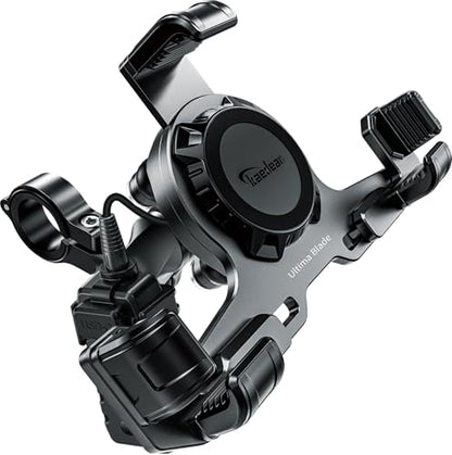 Kaedear Premium Motorcycle Phone Mount, Ql Wireless Charging, Aluminum, Anti-Vibrations, USB Charging, Quick Release Button, Durable, Anti-Theft Mount, Ultima Blade KDR-M27PA-BK (Black) - style: Qi Charging / 1" Ball - Black