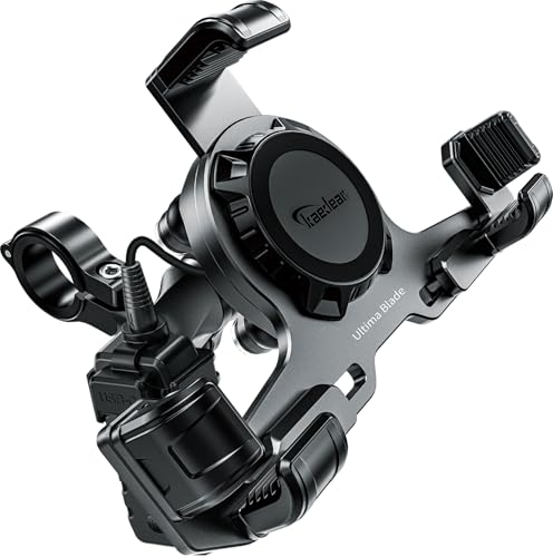 Kaedear Premium Motorcycle Phone Mount, Ql Wireless Charging, Aluminum, Anti-Vibrations, USB Charging, Quick Release Button, Durable, Anti-Theft Mount, Ultima Blade KDR-M27PA-BK (Black) - style: Qi Charging / 1" Ball - Black