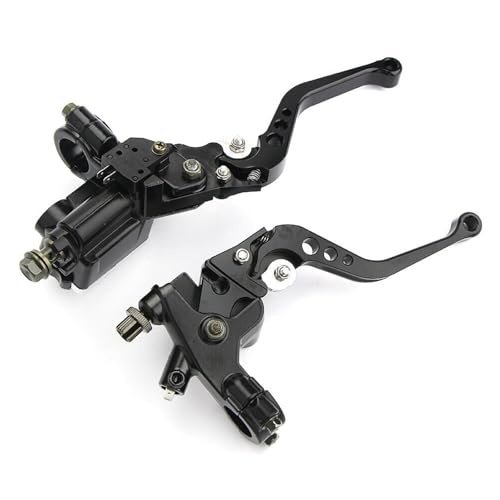Universal Motorcycle Brake Lever 7/8" 22mm Handlebar CNC Hydraulic Master Cylinder Reservoir Clutch Pump Left & Right Set - color: Black