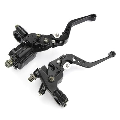 Universal Motorcycle Brake Lever 7/8" 22mm Handlebar CNC Hydraulic Master Cylinder Reservoir Clutch Pump Left & Right Set - color: Black