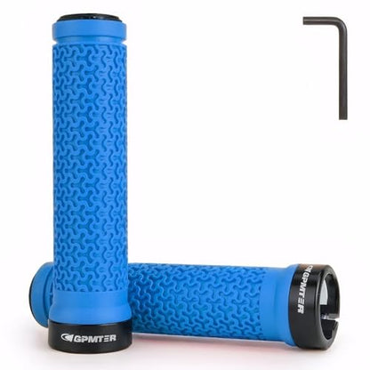 GPMTER Bike Handlebar Grips, Single Lock on Bicycle Handle Bar, for BMX, Mountain, MTB, Beach Cruiser, Scooter, Folding Bike, Soft Non-Slip-Rubber Hand Grip Comfortable Ergonomic - color: Blue