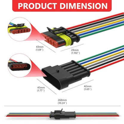 6 Pin Waterproof Electrical Wire Connectors 5 Pack Weather Pack Connectors Kit 20AWG Male and Female Automotive Wire Connectors for Car Truck Motorcycle Boat Auto Wiring - size: 6pin-5Pack