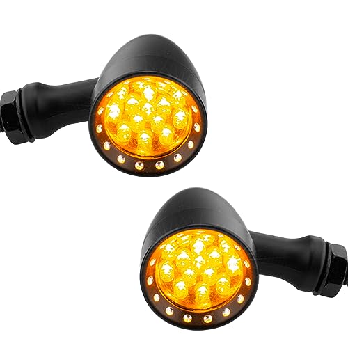 TSUNG Bullet LED Turn Signal Light Motorcycle Front Rear Indicator Small Blinker Universal for Cruiser Chopper Bobber Cafe Racer Street Bike (B-Black-Amber) - color: B-Black-Amber
