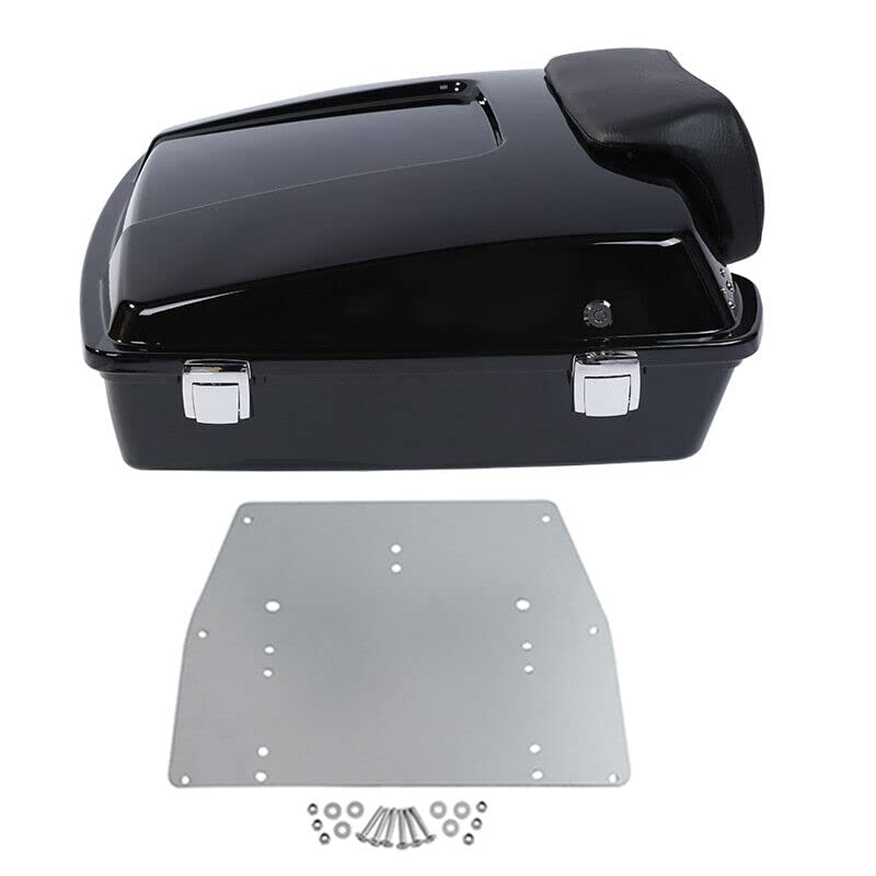 TCMT 5.5" Razor Motorcycle Trunk Box Backrest Pad Metal Base Plate Fit For Harley Touring 2009-2013 Road Glide Road King Street Glide Pack - color: Chrome Lacthes Trunk+Backrest+Plate