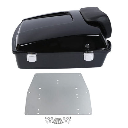 TCMT 5.5" Razor Motorcycle Trunk Box Backrest Pad Metal Base Plate Fit For Harley Touring 2009-2013 Road Glide Road King Street Glide Pack - color: Chrome Lacthes Trunk+Backrest+Plate