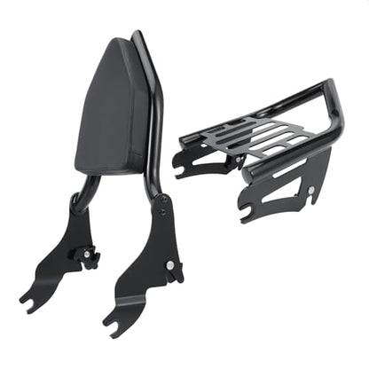 Detachable Sissy Bar Backrest+Luggage Rack Rear Grab Handles Bracket Kit, Fit for Harley Touring Street Glide Road King Road Glide Electra Glide 2009-2025 (Gloss Black) - color: Gloss Black