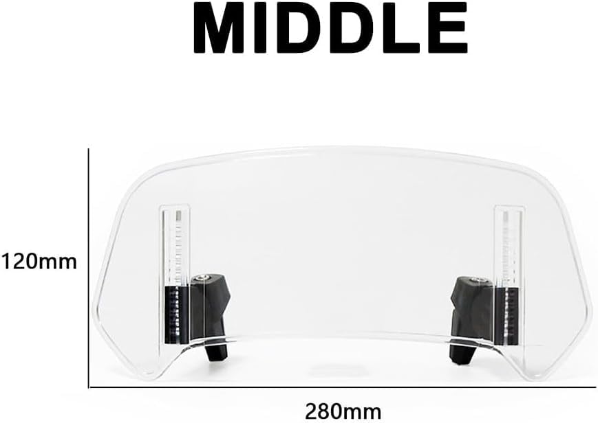 Motorcycle Windshield for Yamaha TW 200 1992-2019 2020 2021 2022 2023 2024 2025 2026, Height Adjustable Clip-On Windscreen Front Screen Deflector Extender Windscreen Spoiler,280MM - size: 280MM