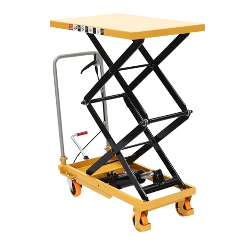Hydraulic Lift Table Cart 330 LBS Hydraulic Motorcycle Lift Jack Table with 4 Wheels Scissor Lift Table Cart for Factory, Warehouse, Supermarket (35.8 * 19.7in)